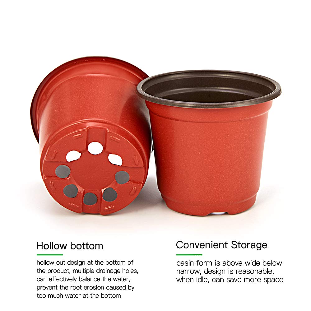 JERIA 100-Pack 6 Inch Plastic Nursery Pots Come with 100 Pcs Labels, Seedling Flower Plant Container and Seed Starting Pots