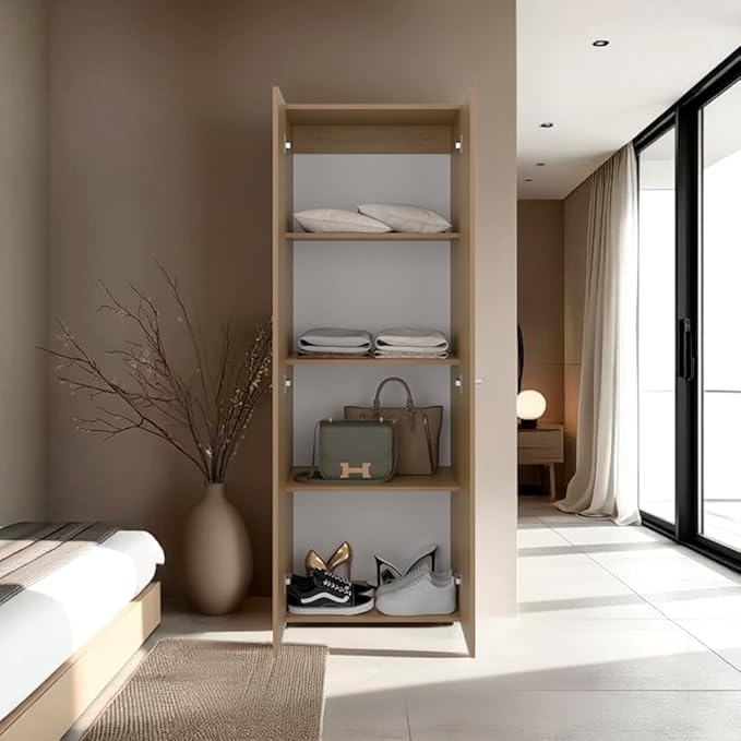 Soham Closet System Eco-Friendly Bedroom Organizer in Macadamia Finish