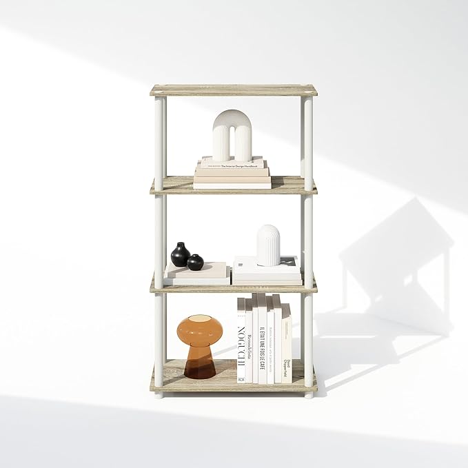 Furinno Turn-N-Tube Book Shelf, 4-Tier Bookshelf, Bookcase