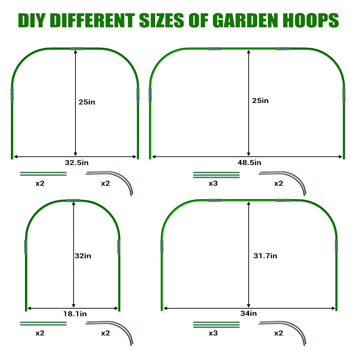 Garden Mesh Netting Kit, 10x30FT Green Ultra Fine Netting with 6 Sets Wide Garden Hoops & 18 Clips, Raised Garden Bed Netting with Frame, Row Cover, Plant Barrier for Vegetables Fruits