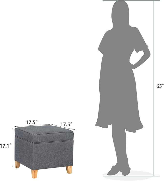 Adeco 17.5" Square Fabric Ottoman