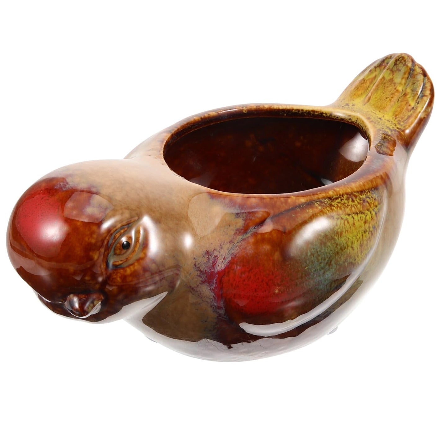 CALLARON Ceramic Succulent Planter Pot Bird Shaped Small Flowerpot for Indoor Plants, Glazed Pottery Bonsai Container for Home and Office Decor