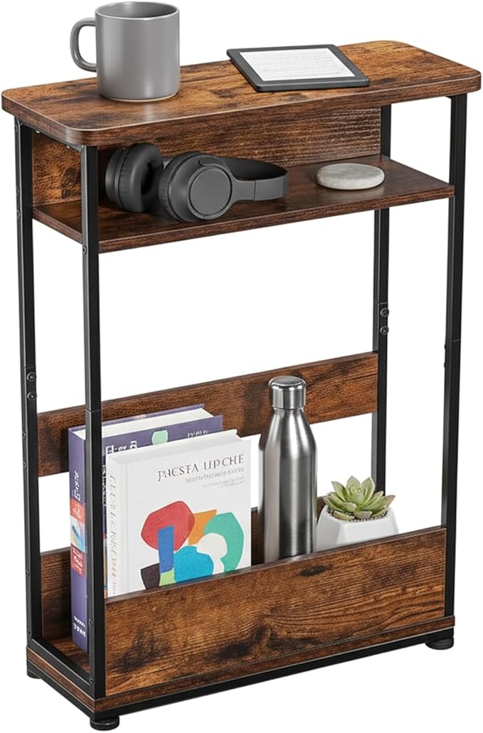 Narrow Side Table, 3-Tier Slim End Table