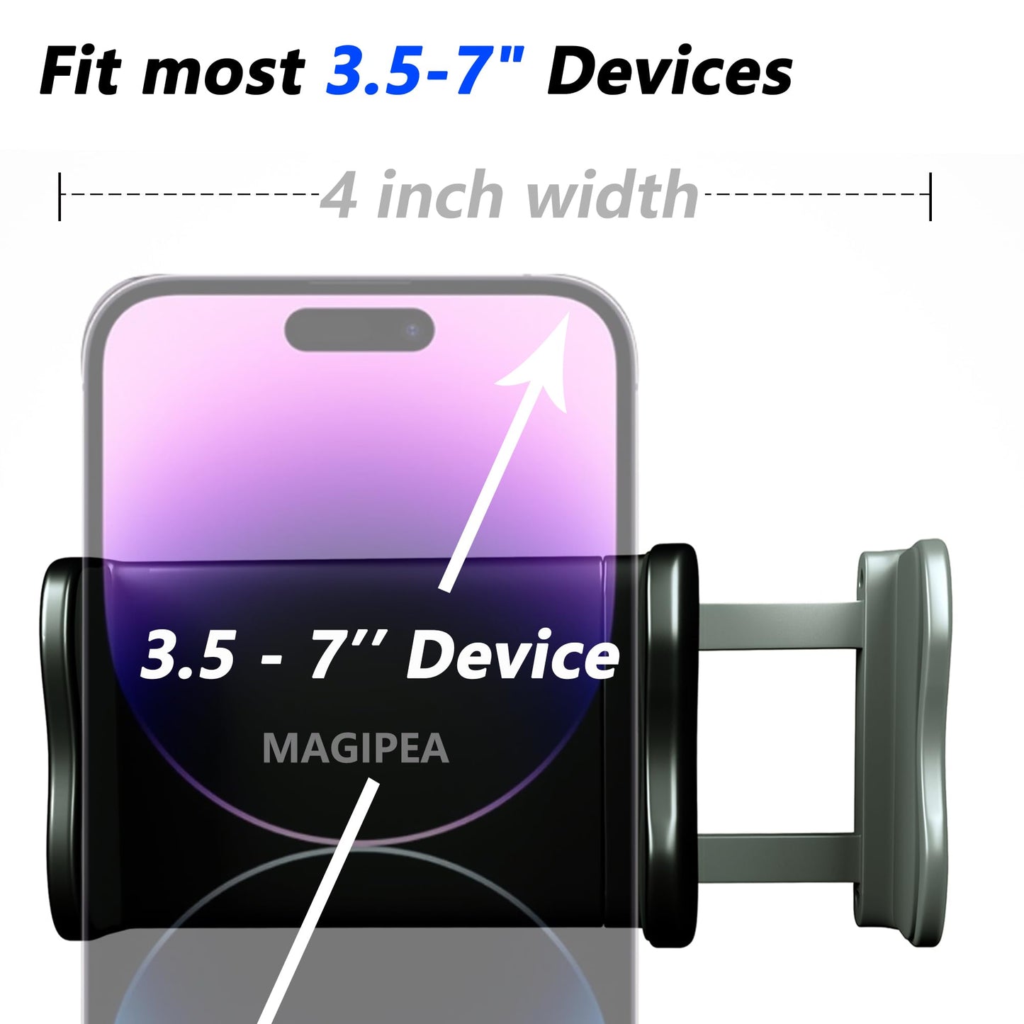 MAGIPEA Phone Holder for Bed, Gooseneck Phone Holder for Desk, Cell Phone Mount with Flexible Long Arm, Compatible with iPhone 17/16 Pro Max, 15, 14, and Other 3.5–7" Devices