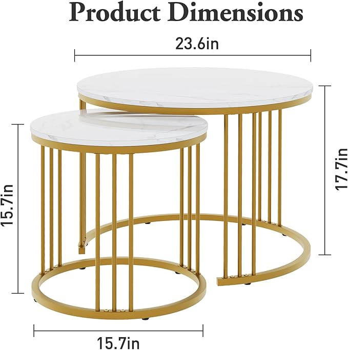 Garden 4 you Coffee Table Faux Marble Nesting Table