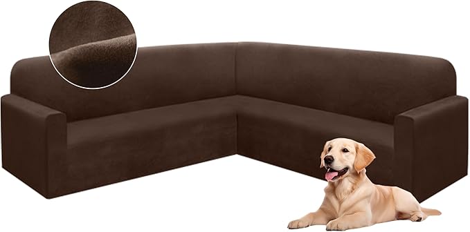 HDCAXKJ Corner Sectional Couch Covers Velvet Stretch L Shape Sofa Cover Soft