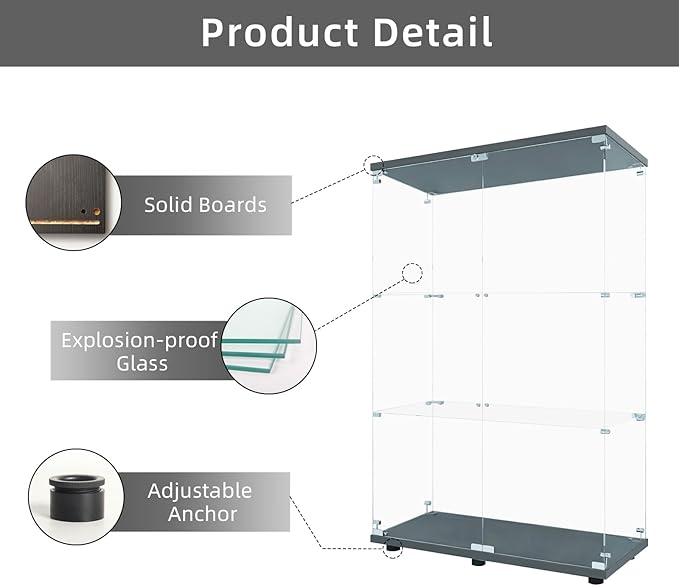 LFT HUIMEI2Y Glass Display Cabinet 3-Shelf