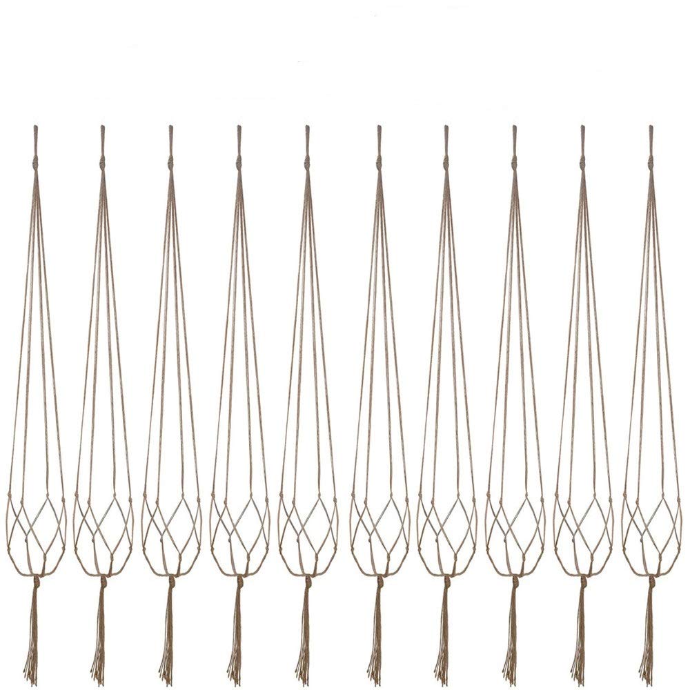 Plant Hanger, 10 Pieces 40'' Macrame Plant Hangers, Hanging Planters for Indoor Plants Pots, Plant Holder Basket Jute Rope Holder for Indoor Outdoor Garden Home Decorations (Natural)