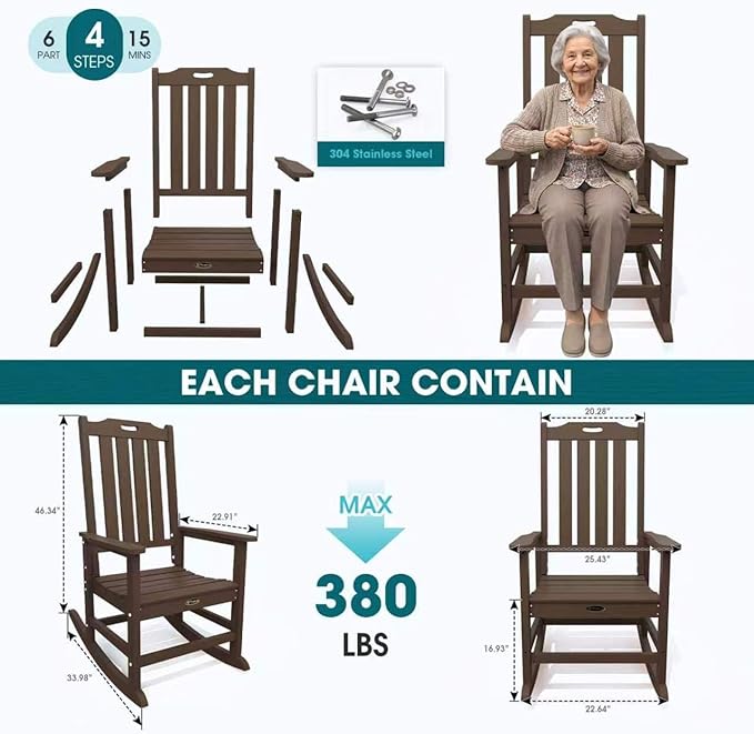 THOEOE Oversized Rocking Chair, Outdoor Rocking Chair