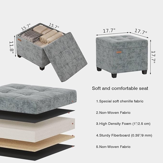 ABHENG Chenille Cover Steel Frame Ottoman