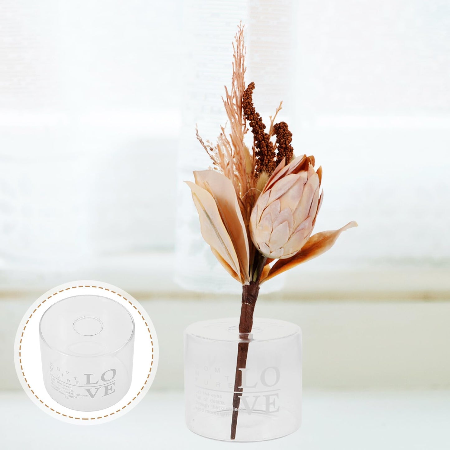 OSALADI Glass Hydroponic Vase Desktop Flower Holder Small Letter Vase for Home Décor, European Style Love Glass Planter for Fresh Flowers and Terrarium Plants
