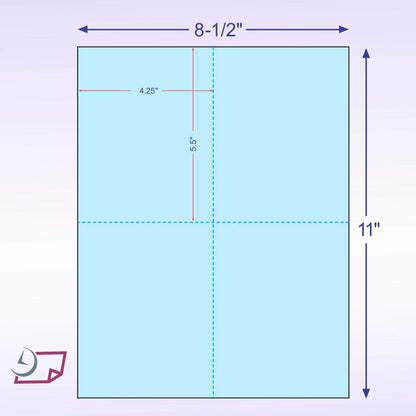NextDayLabels - 8-1/2" x 11" Laser/Inkjet Postcards 4 Per Page, (4-1/4" x 5-1/2" Each Card | Blue, 200 Cards)