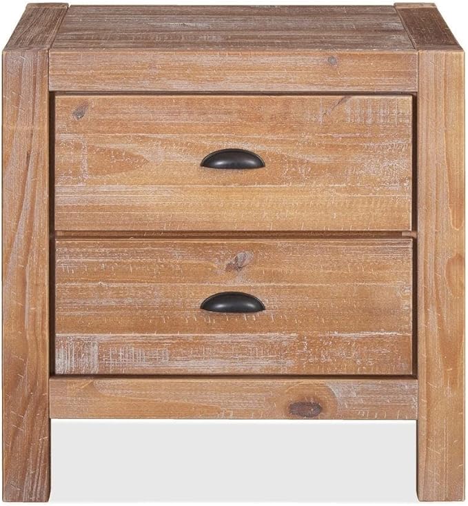 Grain Wood Furniture Montauk 2-Drawer Bedside Nightstand, Solid Wood