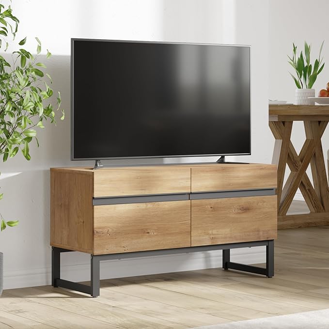 WAMPAT Modern TV Stand for 26-40 Inch TVs, Wood Entertainment Center
