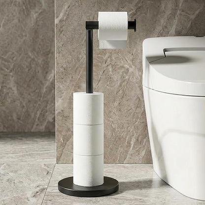 Cesun Extra Weighted Base Toilet Paper Holder Stand - SUS304 Rust Proof Free Standing Tissue Roll Holder for 4 Rolls, No Tipping, No Slipping, Matte Black