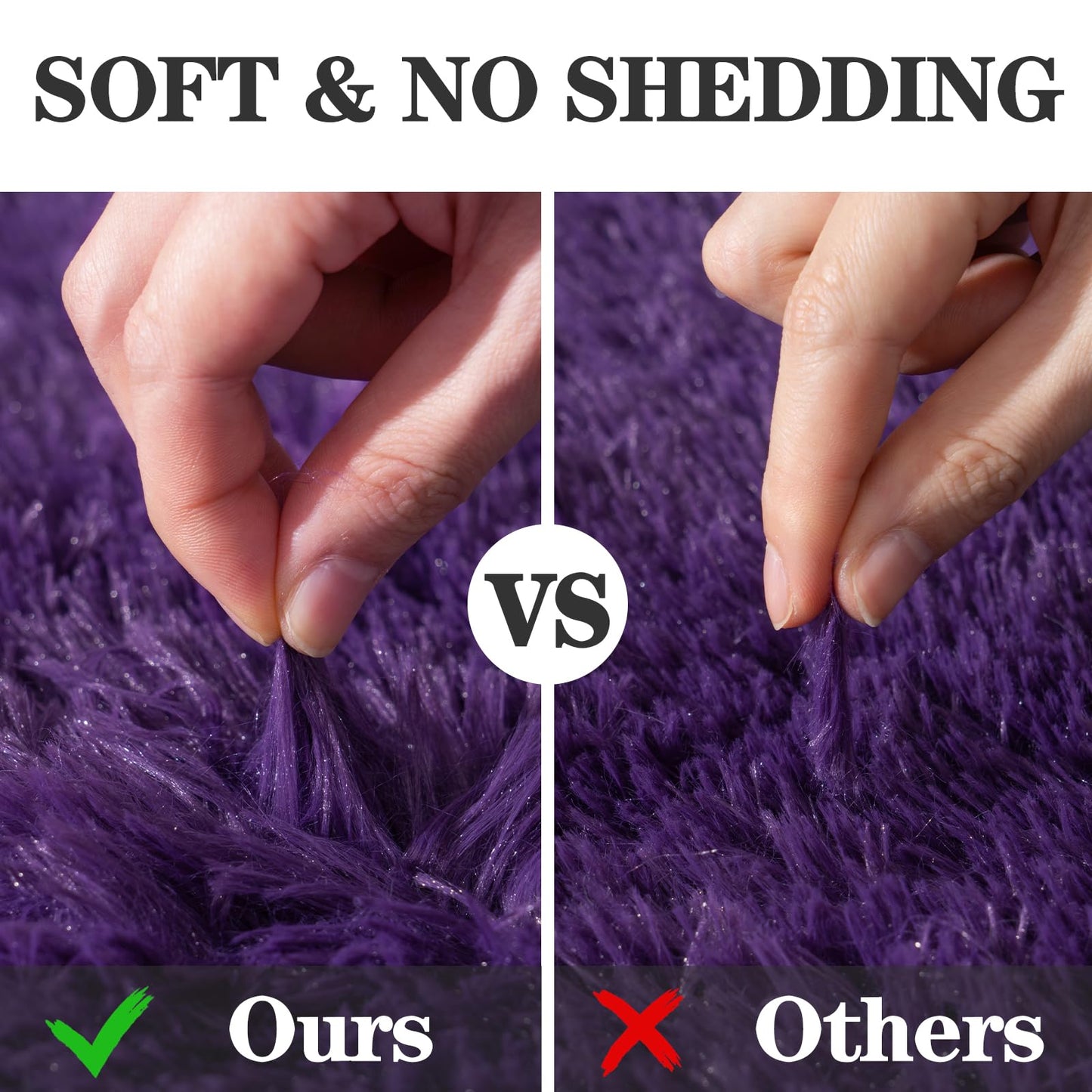 Soft Fluffy Area Rug for Bedroom, Purple Fuzzy Shaggy Oval Throw Rugs for Bedside, Non-Slip Cozy Plush Shag Carpet for Girls Kids Room Nursery Dorm Living Room, 2.6 x 5.3 Feet