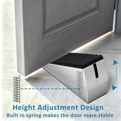 Optish 2 Pack Heavy Duty Door Stopper, Adjustable Spring Large Stopper, 3 Inches High Tall Wedge Stoppers for Bottom of Door, Door Stop Suits Any Heavy Door