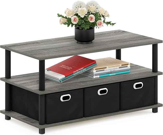 FURINNO Turn-N-Tube Coffee Table, 31.22D x 15.5W x 15.8H in, French Oak