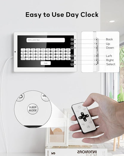 Mesqool 10.1" Large Digital Clock for Seniors with Date & Day, Easy-to-Read Calendar, Daily Reminders, Auto Dimming Display, Remote Control, Indoor Temperature & Humidity, Wall Mountable