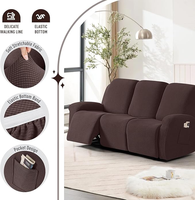 TAOCOCO Recliner Sofa Covers 8-Pieces Stretch Large Couch Covers