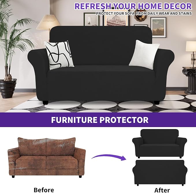 ZNSAYOTX Super Stretch Loveseat Covers, New Striped Love Seat Slipcover