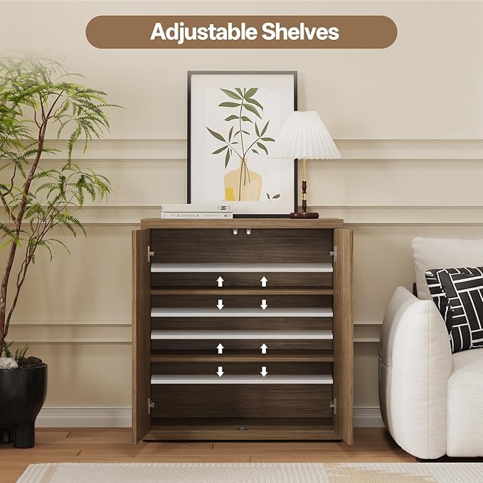 Fluted Sideboard Cabinet with Storage, Mid Century Modern Accent Cabinet