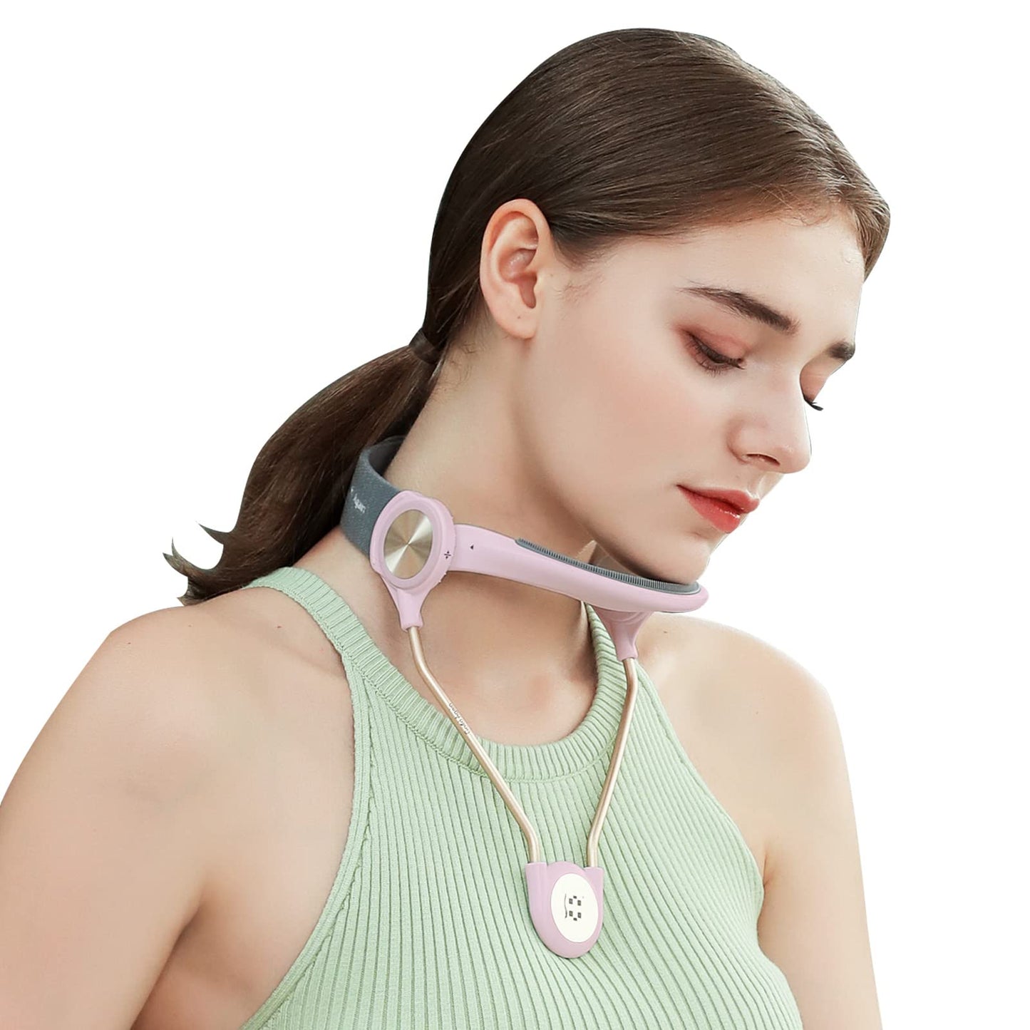 Neck Support, Adjustable Neck Brace, Neck Stretcher Exerciser Cervical, Neck Traction Device, Correction for Spine Pressure Neck Pain Relief Improving Forward Neck Posture (16.6-18.9 inchs Pink)