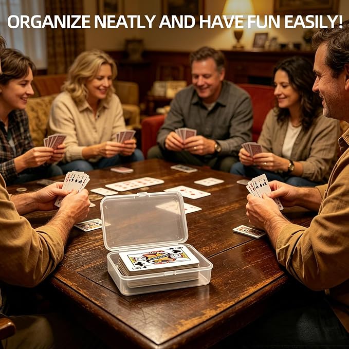 Blank Card Case, 4 Pack Clear Plastic Card Deck Box , Unbreakable, Highly Transparent , Snap-Button Design for Easy Access , Compact Playing Card Storage Box for Trading Cards, Business Cards & More
