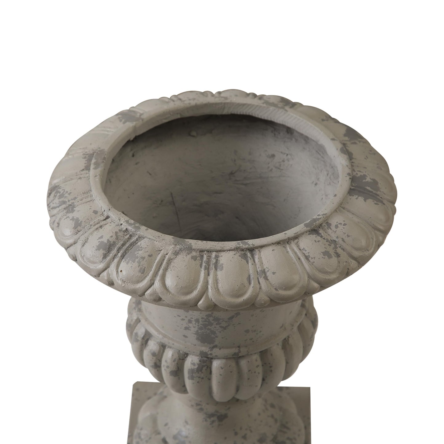 SOFE Rustic Grey Outdoor Urn Planter 16 Inches Tall, Resin Planter Pot Retro Pedestal Planters for Outdoor Plants, Farmhouse Front Porch Planters, Flower Pots for Patios