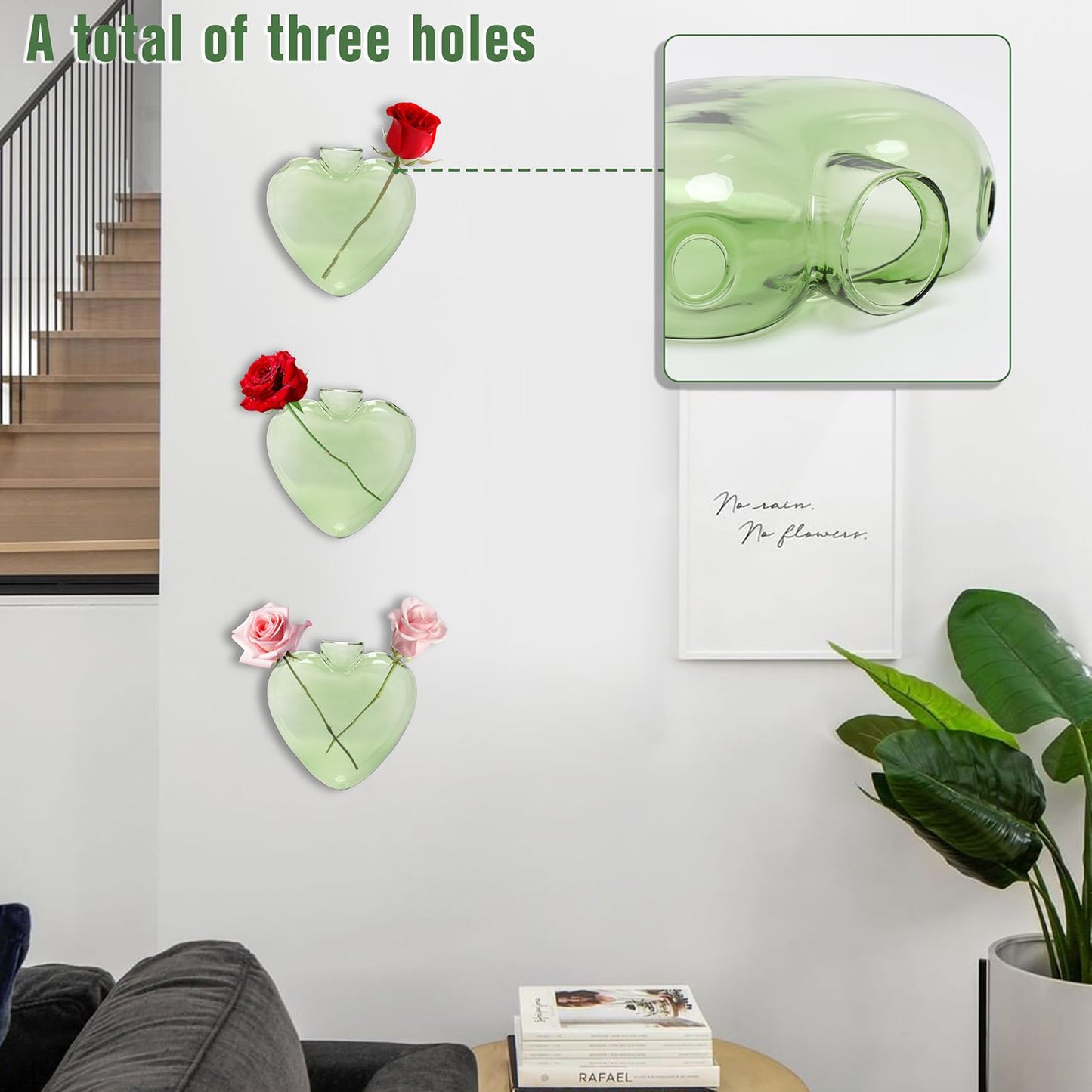 CYZglass Wall Hanging Planter Propagation Station for Indoor Plants Glass Vase Air Plant Holder Gift for Women Girlfriend Plant Lover