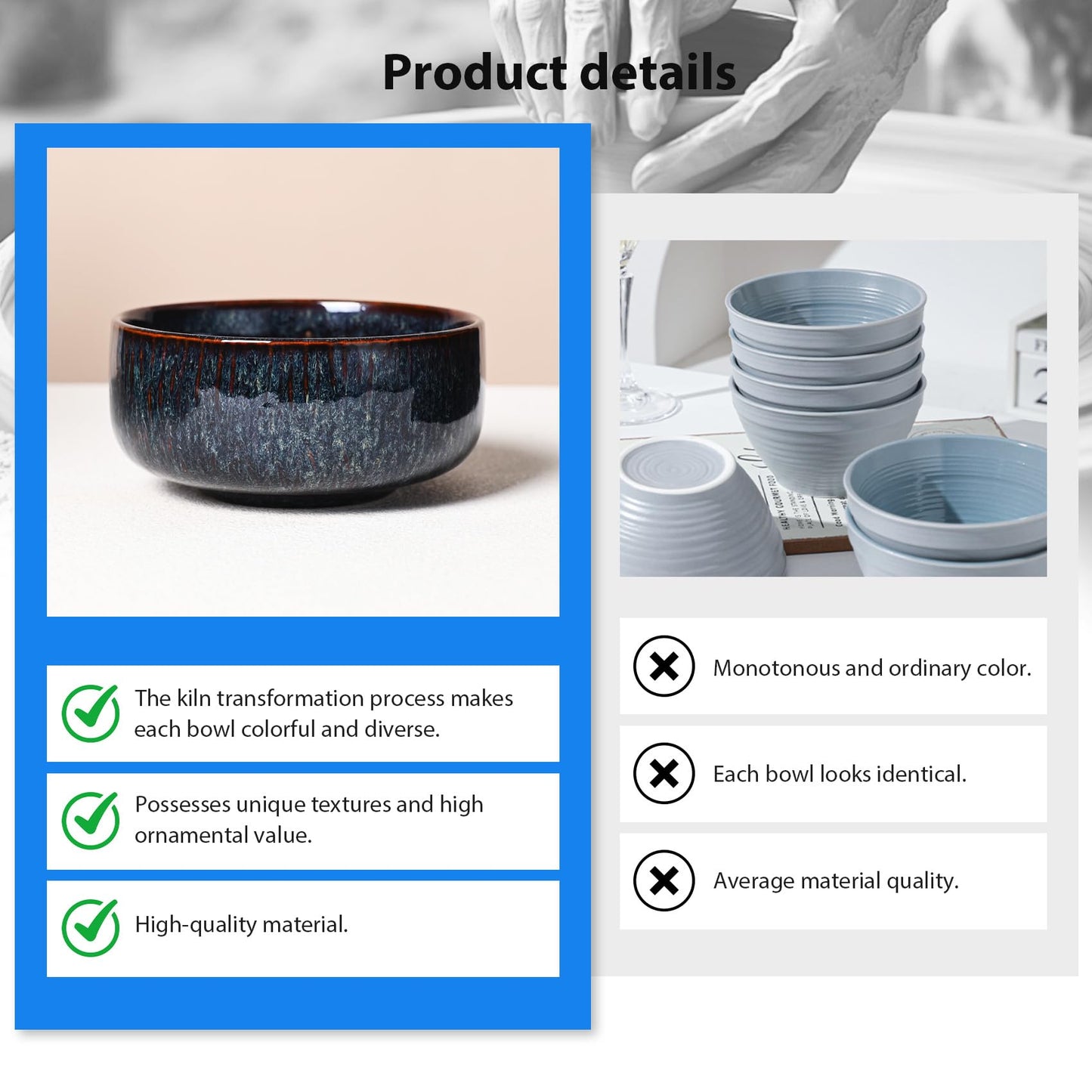 CLAYORA Stoneware Bowls Set of 4, Ceramic Bowl Set, Aesthetic Soup & Cereal Bowls for Salad Bowl, Ice Cream Bowl, Fruit Bowl, Unique Handmade Glaze Finish, Modern Kitchen Dining Decor