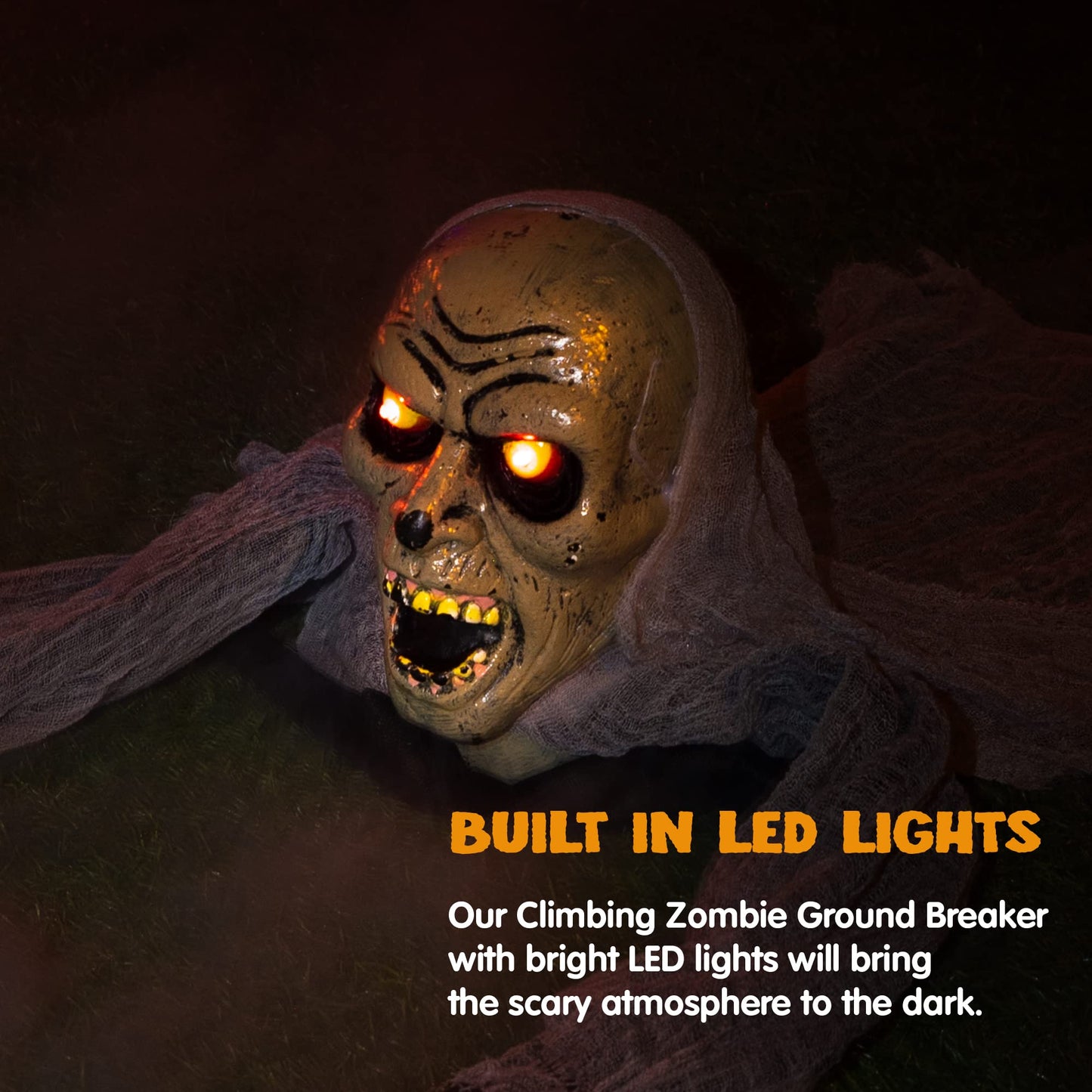 JOYIN Zombie Halloween Decoration Outdoor Groundbreaker with Sound and Flashing Eyes, Scary Halloween Graveyard Decor for Yard Garden, Outside Lawn Haunted House Prop