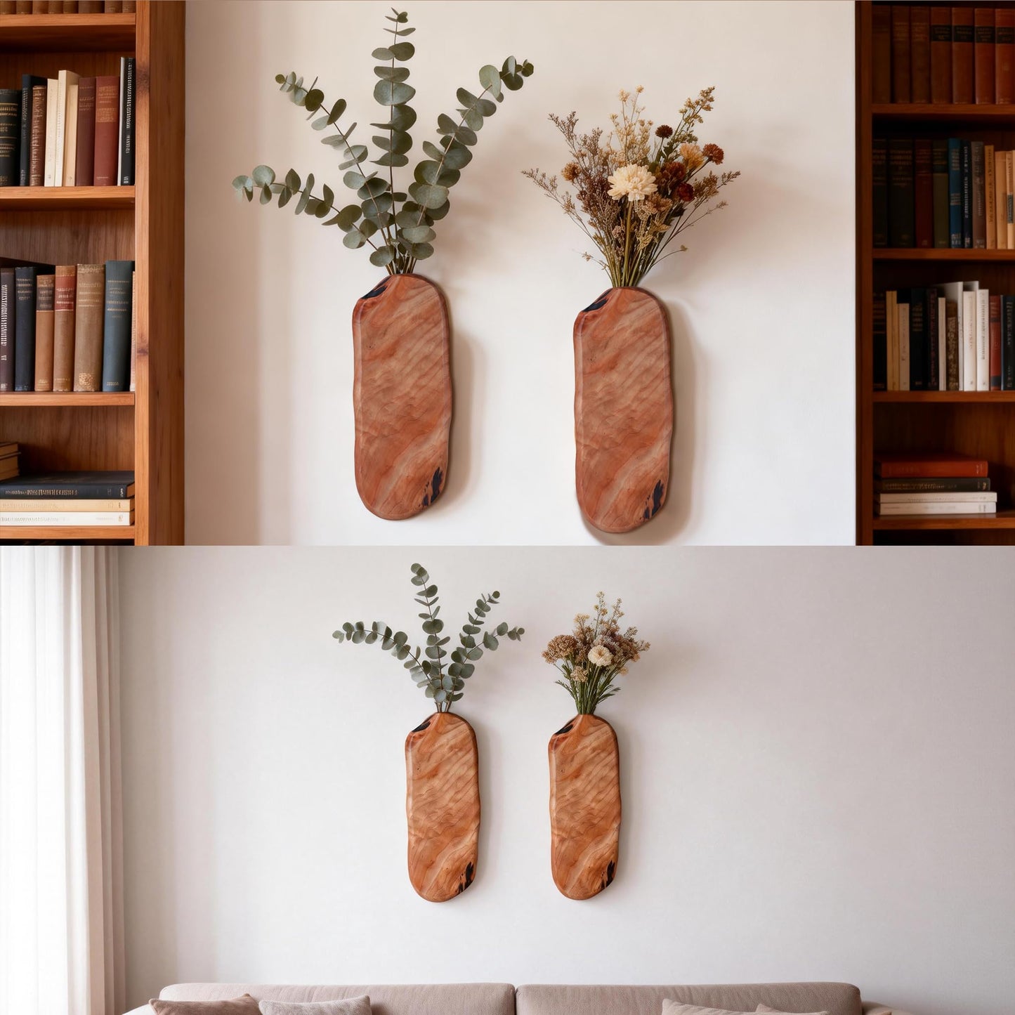 Wenrulgar Flower Vase Pots Wall Planters Holder for Indoor Plants Hanging Planters Wall Vase Wooden Plant Hanging Farmhouse Wall Art Decor for for Entryway Hallway Bathroom Living Room, Dining Room