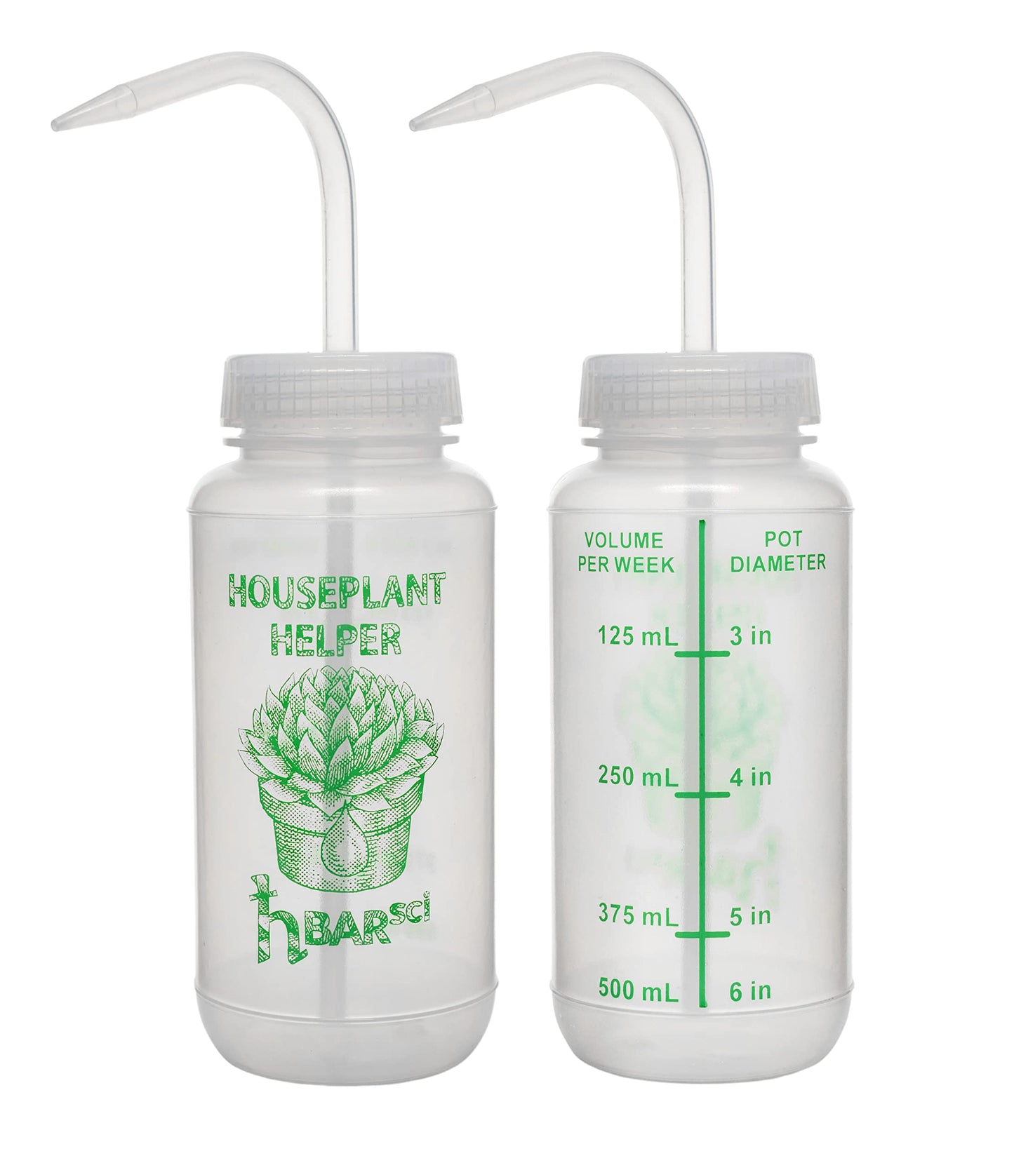 hBARSCI 2PK Houseplant Helper Plant Water Bottle, 16oz -Weekly Irrigation Scale Printed on Side - Plant Watering Devices, Succulent Watering Bottle, Indoor House Plant Waterer, Seed Tray Watering Can