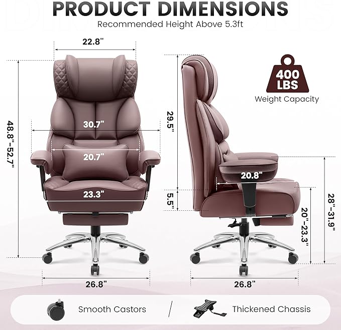 BestGlory Office Desk Chair, Big and Tall Leather Gaming Chair