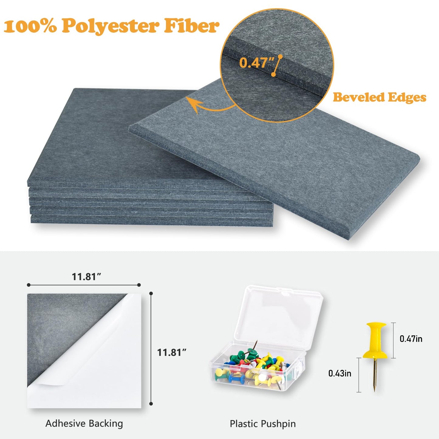 Thick Cork Board Tiles for Wall with Push Pins, Removable 36"x24"x0.47" Bulletin Board Sets, Magrowill 6 Packs Felt Panels Self-Adhesive Pin Board