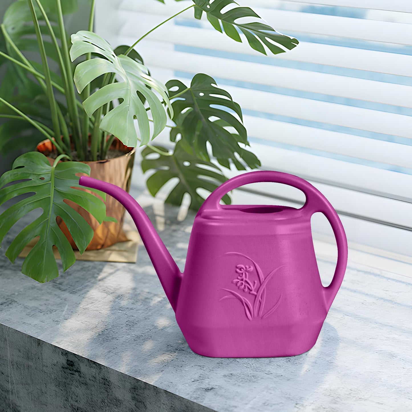 UFANME Plastic Watering Can - Rose Red - 1 Gallon