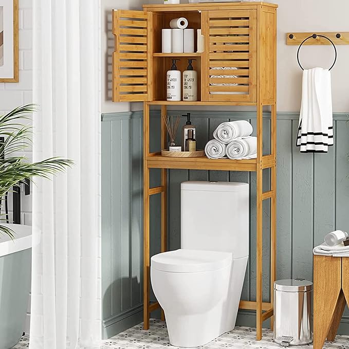VIAGDO Over The Toilet Storage Cabinet, Tall Bathroom Cabinet Organizer