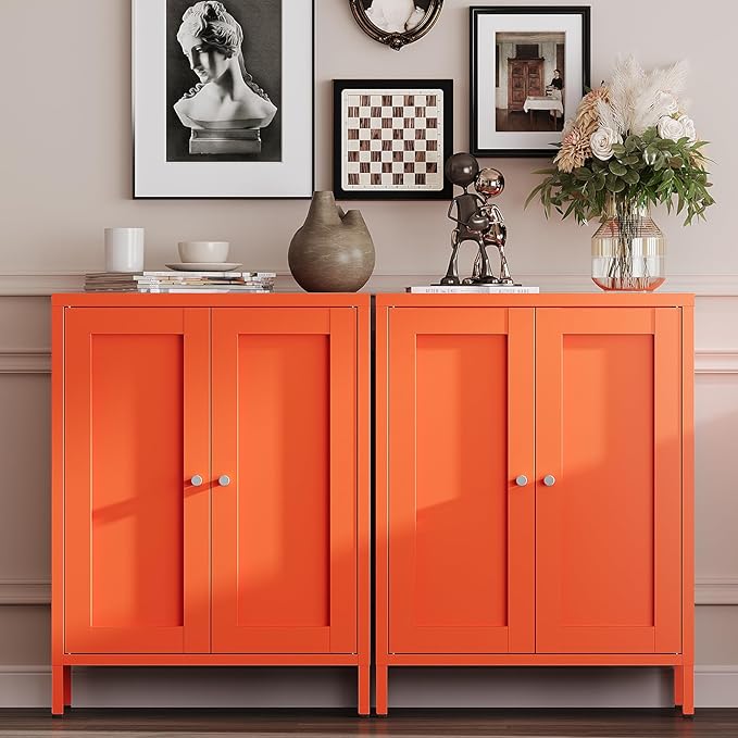 YAUWOH Metal Bathroom Storage Cabinet, Bathroom Floor Storage Cabinet