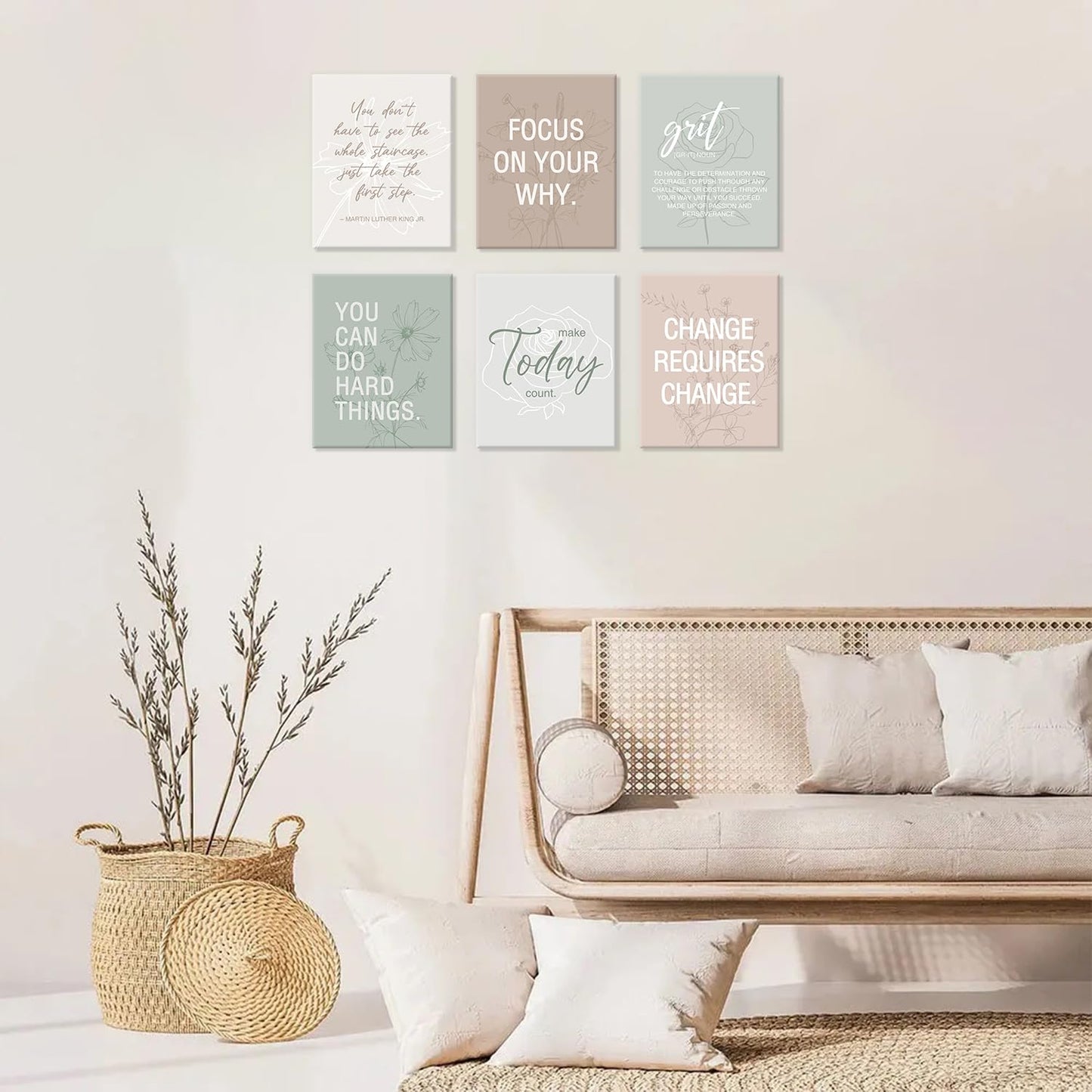 CHDITB Motivational Quotes Frame Canvas Wall Art, Inspirational Wall Decor, Set Of 6 Positive Affirmation Posters For Women, Uplifting Artwork Encourage Art Prints For Home Office Living Room-8”x10”