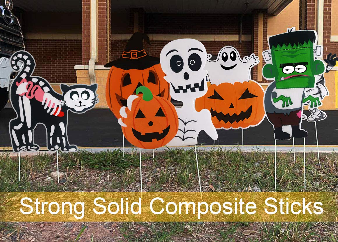 10PCS Yard Signs Halloween Props Pumpkin Ghost Monster Stakes for Decorations Outdoor Lawn Decor