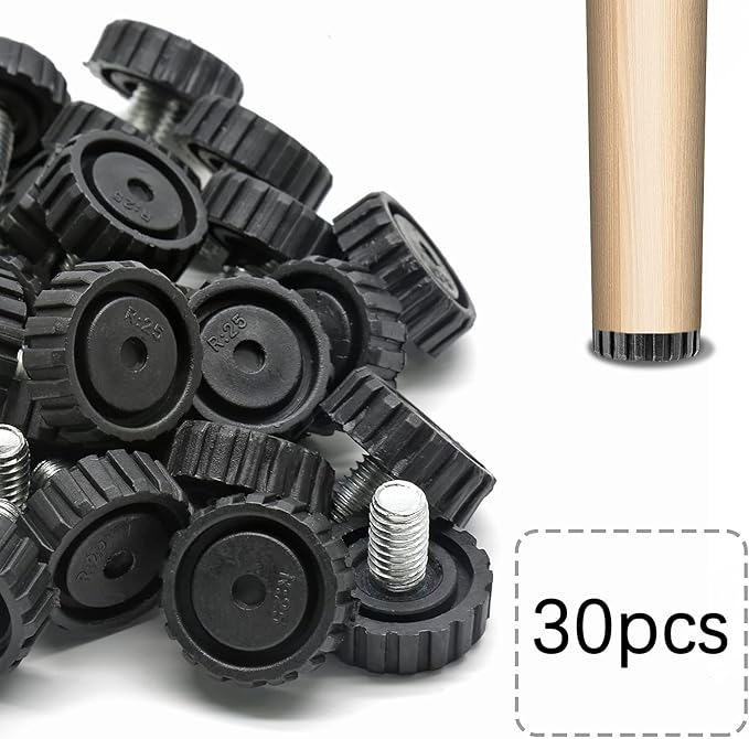 Zorfeter 30 Pcs Screw in Threaded Furniture Adjustable Levelers, M8 x 13mm