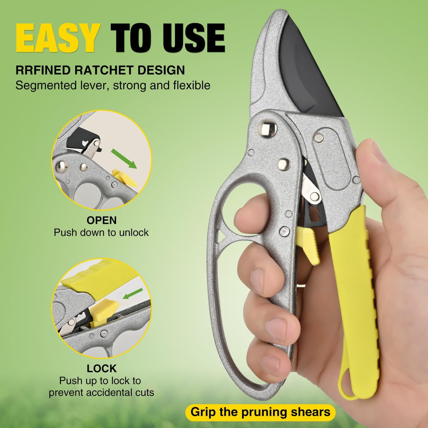 Yesker Pruning Shears Garden Shears 7.8" Professional Garden Scissors Sharp 65 Manganese Steel Blade Heavy Duty Clippers Hand Pruners for Cutting Fresh Flowers Branch Plant Trimming Gardening Tools