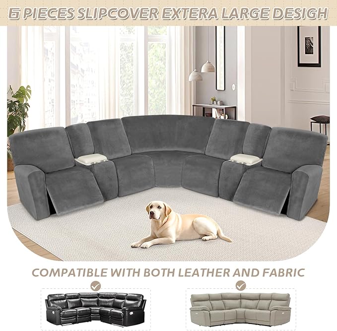 Arfntevss Sectional Recliner Couch Covers Velvet Washable Corner Sectional Sofa
