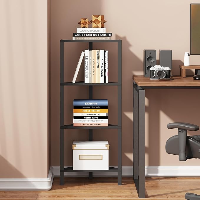 TUTOTAK Corner Shelf, 4-Tier Corner Bookshelf