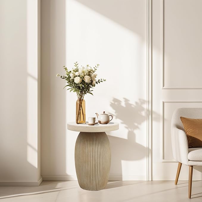 PARISLOFT Rustic Mushroom Side Table, Bohemian End Table