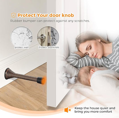 Ravinte Door Stoppers, 6 Pack Spring Door Stops with Rubber Bumper, Oil Rubbed Bronze Door Stoppers for Bottom of Door