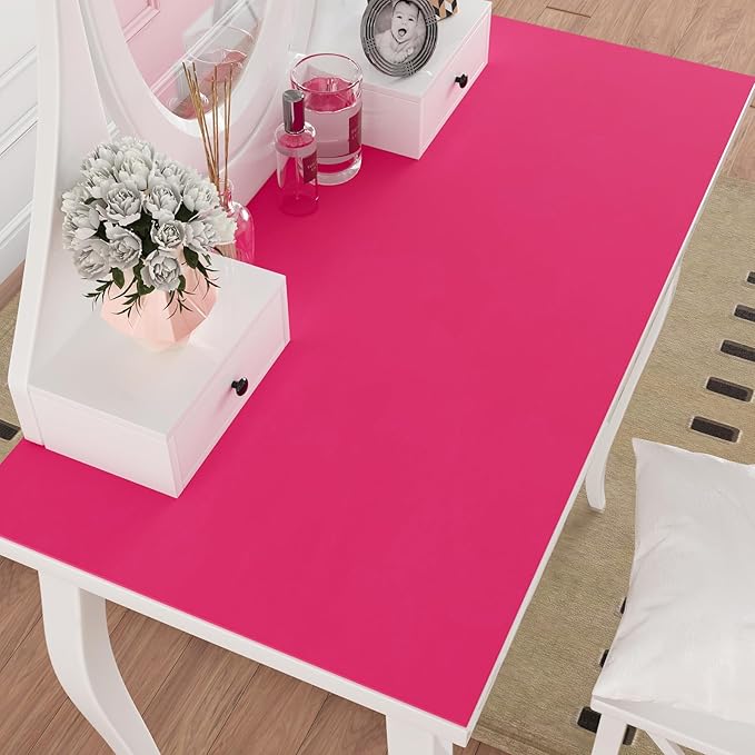 VEELIKE Hot Pink Velvet Fabric Wallpaper Peel and Stick Soft Felt Drawer Liners