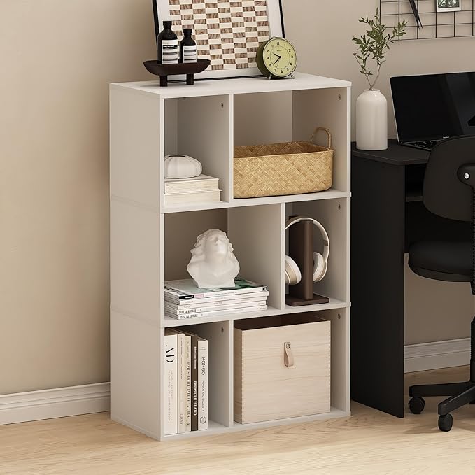 Furinno DALY Book Shelf, 6-Cube Bookshelf, Cube Storage Organizer Bookcase