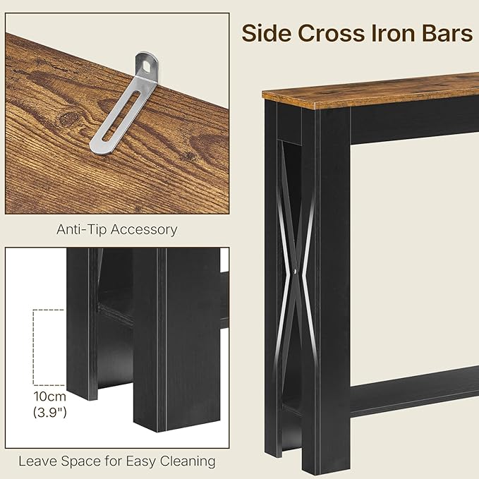 YATINEY Farmhouse Console Table, 39.4'' Small Narrow Entryway Table, Wood Couch